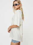 product Princess Polly Half Sleeves V-Neck  Keep An Open Mind Oversized Tee White