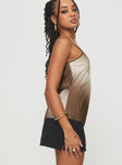 side view of model wearing Princess Polly Lisitie Top Brown Sleeveless Square Neck 