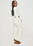 side view of model wearing Princess Polly Try Me Knit Pants Cream 