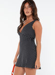 product Princess Polly V-Neck  Nellie Mini Dress Black Polka Dot Petite