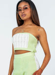 side view of model wearing Princess Polly Artesia Strapless Top Green 