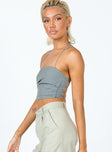 side view of model wearing Princess Polly Aroya Top Grey 