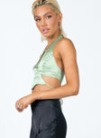 side view of model wearing Princess Polly Josiah Top Green 