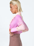 side view of model wearing Princess Polly Juliana Long Sleeve Bodysuit Multi Full Sleeves V-Neck 