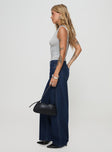 side view of model wearing Princess Polly Maryanne Mid-rise Relaxed Denim Jeans Dark Wash High Waisted 