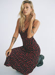 product Princess Polly V-Neck  Nellie Maxi Dress Black/Red Floral