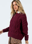 product Anaya Oversized Sweater Burgundy Princess Polly  Cropped 