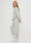 product Princess Polly  Princess Polly Track Pants Bubble Text Grey / Cloud White