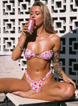 Summer Season Ruched Side Bikini Bottoms Pink Floral