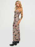 side view of model wearing Princess Polly Ayanna Maxi Dress Multi Plunger 