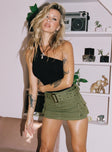 Front view of model wearing  front Iconic Cargo Mini Skirt Khaki Princess Polly  Mini Skirts Mini Skirts 