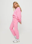 product Princess Polly High Waisted Pants  Princess Polly Track Pants Squiggle Text Watermelon Pink / Rose