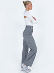 Front view of model wearing  front Princess Polly High Waisted Pants  Archer Pants Pinstripe Grey Tall