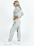 product Princess Polly High Waisted Pants  Princess Polly Track Pants Cursive Text Grey / Blue