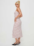 side view of model wearing Princess Polly Caldwell Maxi Dress White / Red Scoop Neck 