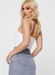 back view of model wearing Princess Polly Prida Scoop Neck Bodysuit White Sleeveless Scoop Neck 