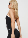 product Princess Polly Sleeveless High Neck  Airdrie Contrast Halter Top Black / White