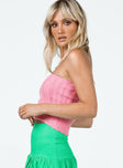 side view of model wearing Princess Polly Tayte Strapless Top Pink 