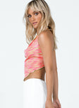 side view of model wearing Princess Polly Kimber Top Pink Multi 