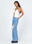 front view of model wearing Princess Polly Laguna Wide Leg Denim Jeans High Waisted 