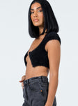 side view of model wearing Princess Polly Westside Crop Black 