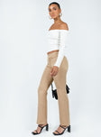 Front view of model wearing  front Princess Polly  Dami Low Rise Pants Beige