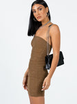 product Princess Polly Asymmetric Neckline  Joselyn Strapless Mini Dress Brown