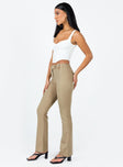 Front view of model wearing  front Princess Polly High Waisted Pants  Veronika Pants Beige