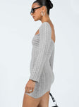 product Princess Polly Asymmetric Neckline  Bayard Off The Shoulder Knit Mini Dress Grey