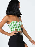 back view of model wearing Princess Polly Celestia Strapless Top Green 