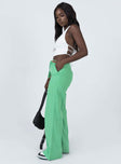 side view of model wearing Princess Polly Aubrie Wide Leg Pants Green 