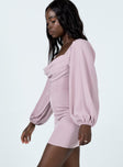 side view of model wearing Princess Polly Lillie Long Sleeve Mini Dress Pink 