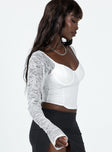 product Princess Polly Full Sleeves Square Neck  Purnell Long Sleeve Lace Top Ivory