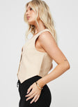 product Princess Polly Sleeveless Square Neck  Gisele Vest Oatmeal