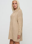 Stellon Knit Sweater Mini Dress Latte