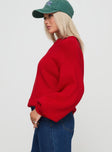 side view of model wearing Princess Polly Harmony Sweater Red Long 