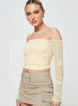 product Princess Polly Full Sleeves Square Neck  Sallo Off The Shoulder Top Yellow