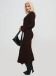 Larne Long Sleeve Maxi Dress Chocolate