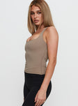 Layup Active Longline Cross Back Top Taupe