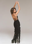 Front view of model wearing  front Princess Polly High Neck  Marisol Midi Dress Black