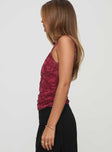 side view of model wearing Princess Polly Attention On Me Top Red Sleeveless V-Neck 