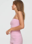 side view of model wearing Princess Polly Huckle Tube Top Pink Sleeveless straight 