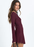 product Princess Polly Asymmetric Neckline  Lukea Long Sleeve Mini Dress Mauve