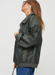 Faux leather bomber jacket Classic collar, ribbed waistband and cuffs, zip front fastening, twin hip pockets&nbsp;