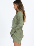 product Princess Polly Crew Neck  Malop Long Sleeve Mini Dress Sage