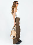 product Princess Polly High Waisted Pants  Fallout Mid Rise Cargo Pants Brown