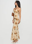 side view of model wearing Princess Polly Dunne Maxi Dress Multi Scoop Neck 