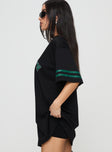 side view of model wearing Princess Polly Michail Jersey Mini Dress Green V-Neck 