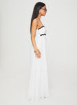 side view of model wearing Princess Polly Croxetti Maxi Dress White Square Neck 