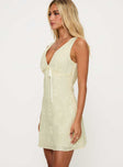 Faithfully Embroidered Mini Dress Beige